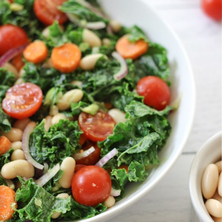 Easy Kale and Cannellini Bean Salad (Vegan, Oil-free)