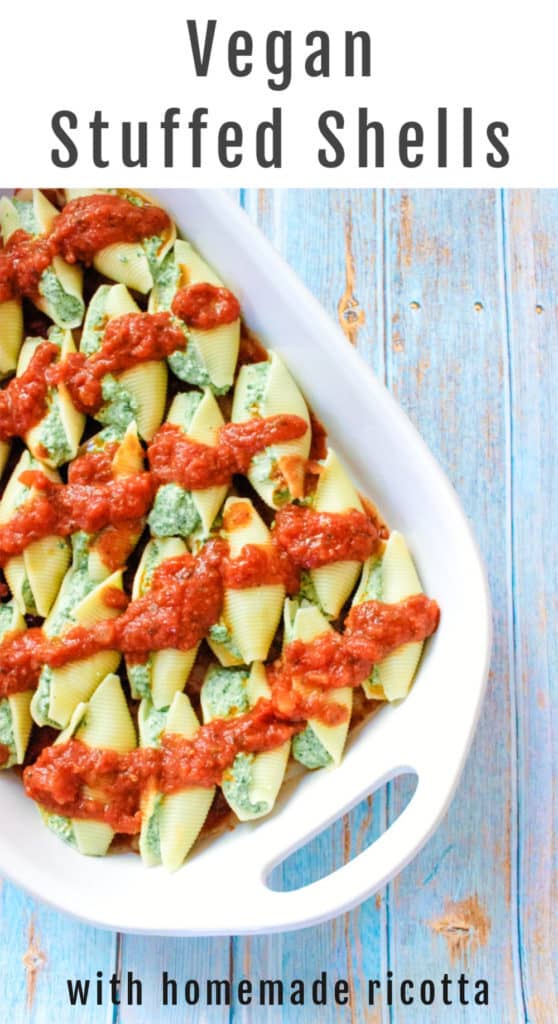 Vegan stuffed shells with homemade vegan ricotta