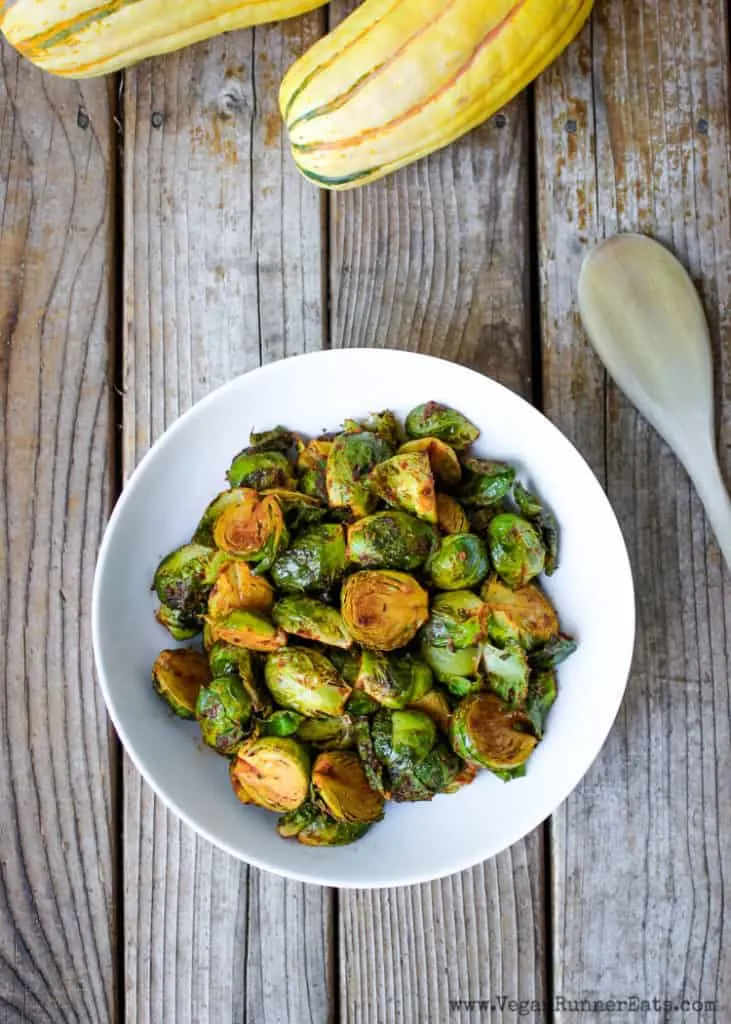 Smoky roasted Brussels sprouts recipe - a vegan gluten free Thanksgiving side dish