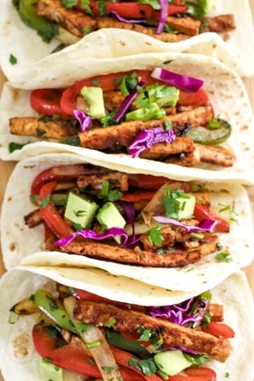 Vegan Tofu Tacos with Fajita Peppers and Onions