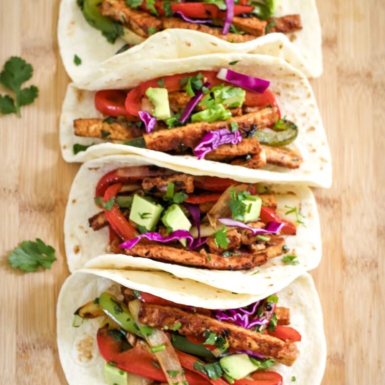 Vegan Tofu Tacos with Fajita Peppers and Onions