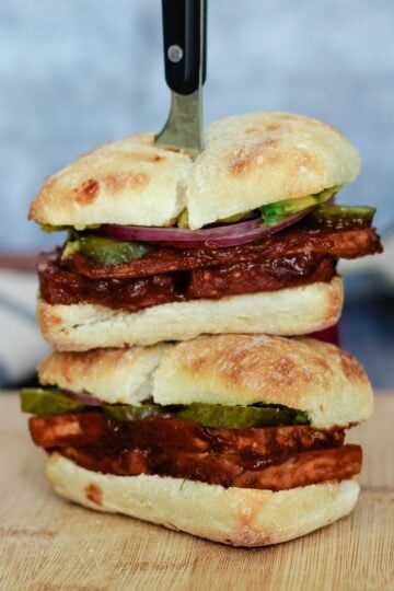 Easy Vegan Baked BBQ Tofu Sandwich