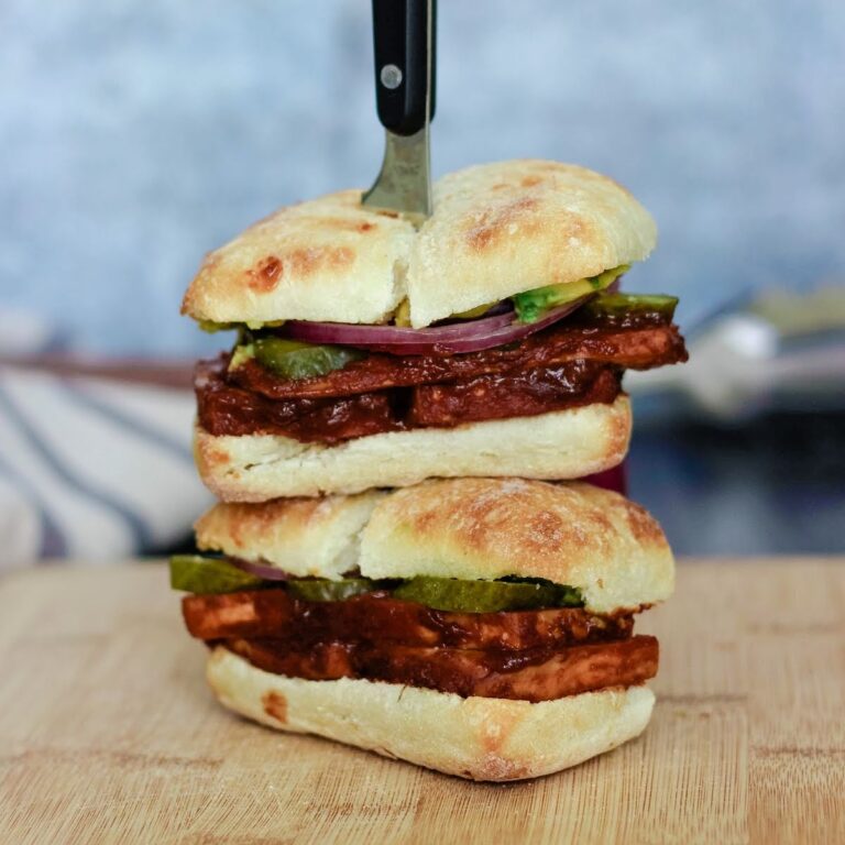 Easy Vegan Baked BBQ Tofu Sandwich