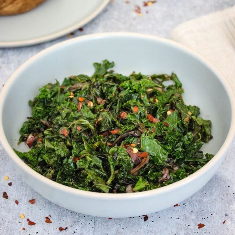 Easy Balsamic Sauteed Kale and Onions