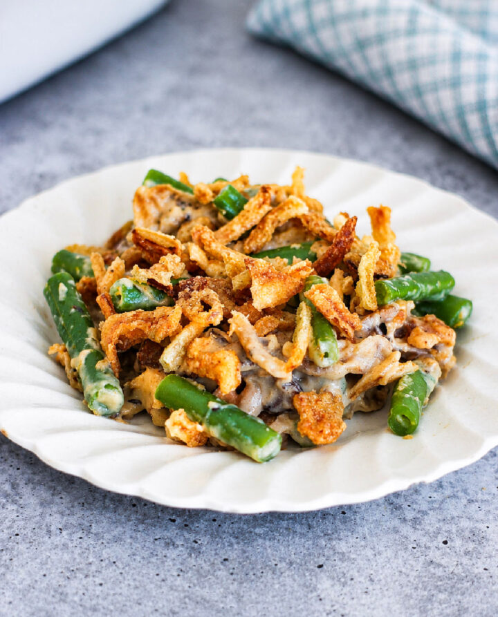 Vegan green bean casserole - an easy dairy free Thanksgiving side dish