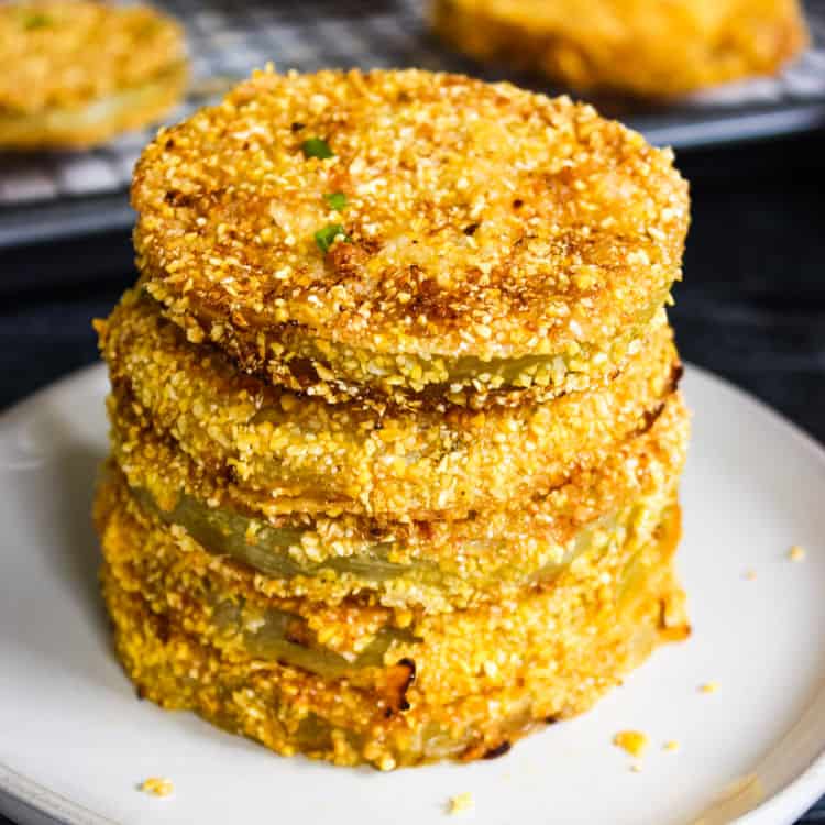 Vegan Fried Green Tomatoes (Stovetop + Air Fryer Methods)