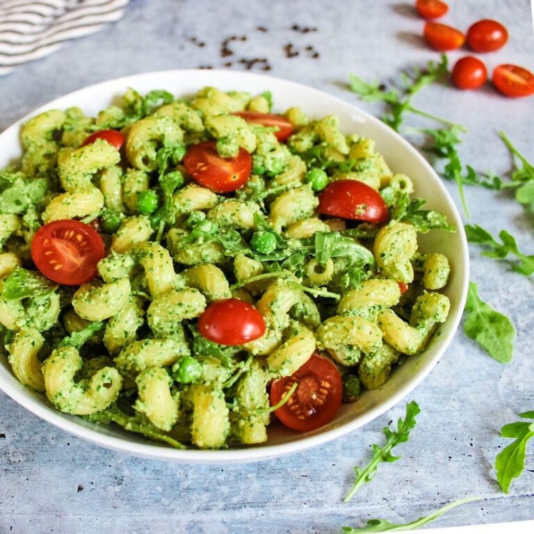 Easy Vegan Pesto Pasta Salad with Kale Cashew Pesto