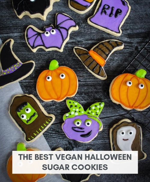 Glazed vegan Halloween sugar cookies